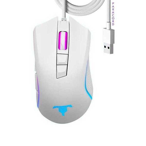 White Gaming Mouse Wired (Paracord)